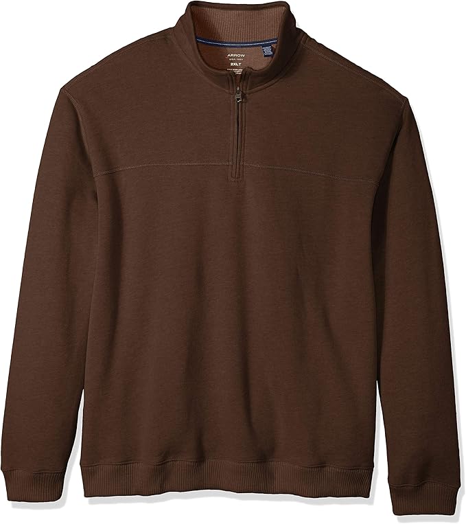 arrow 1851 男式长款萨拉纳克长袖 1/4 拉链绒面羊毛套头衫